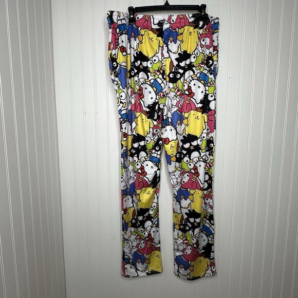 Hello Kitty Sleep Pants Sz XL Character Collage My Melody Badtz Maru Sanrio PJs - Picture 2 of 7
